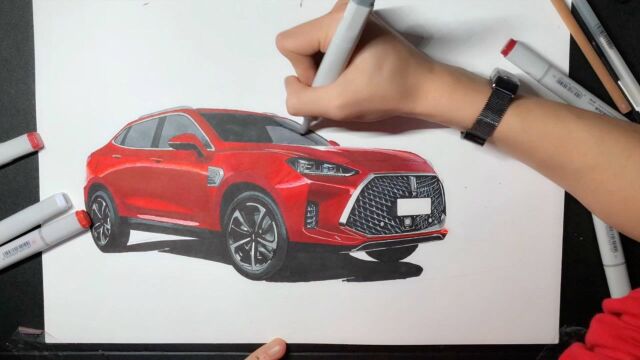 国产豪华溜背SUV 画废一双眼的手绘 WEY P8 GT