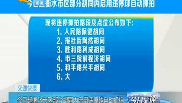 11月30日起衡水市区这些胡同内启用违停球自动抓拍!