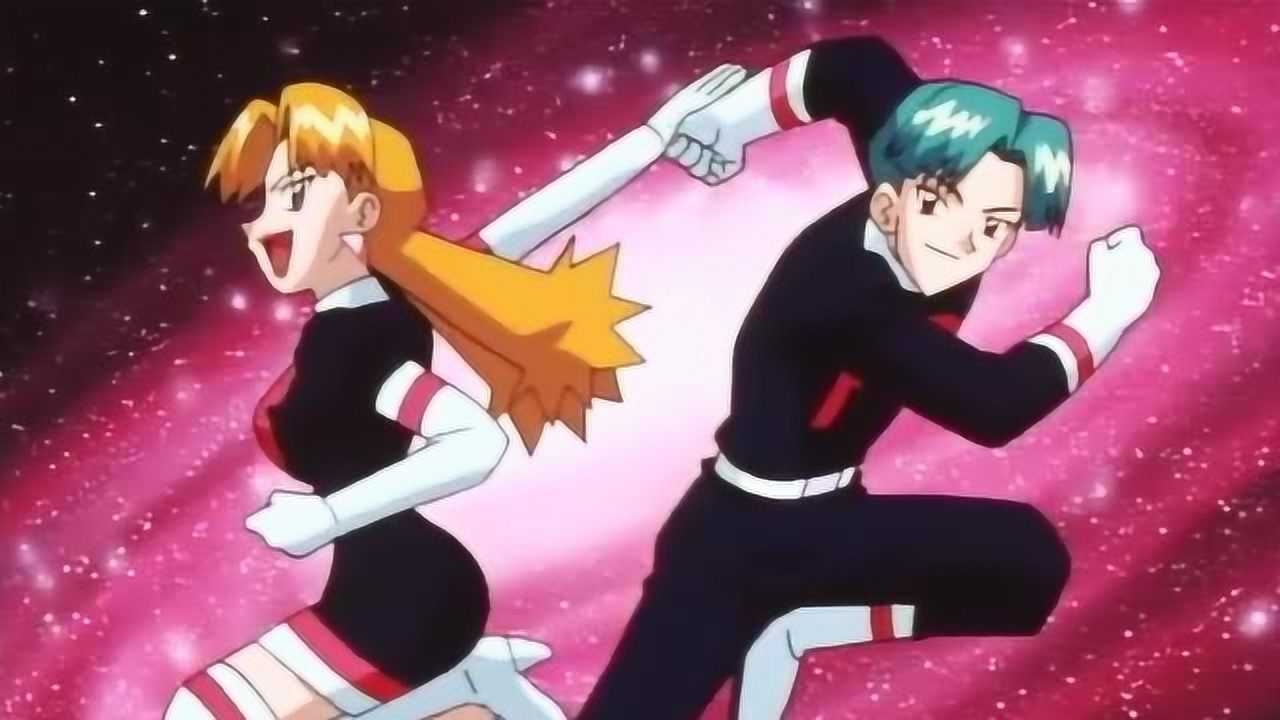 宠物小精灵伴随着台词火箭队出现了这次是亚马多和小三郎