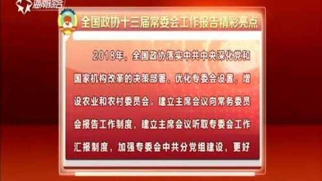 全国政协十三届常委会工作报告精彩亮点