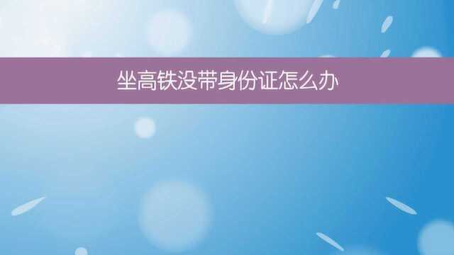 坐高铁没带身份证怎么办