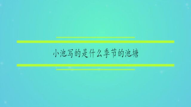 小池写的是什么季节的池塘