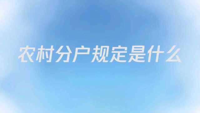 农村分户新规定是什么