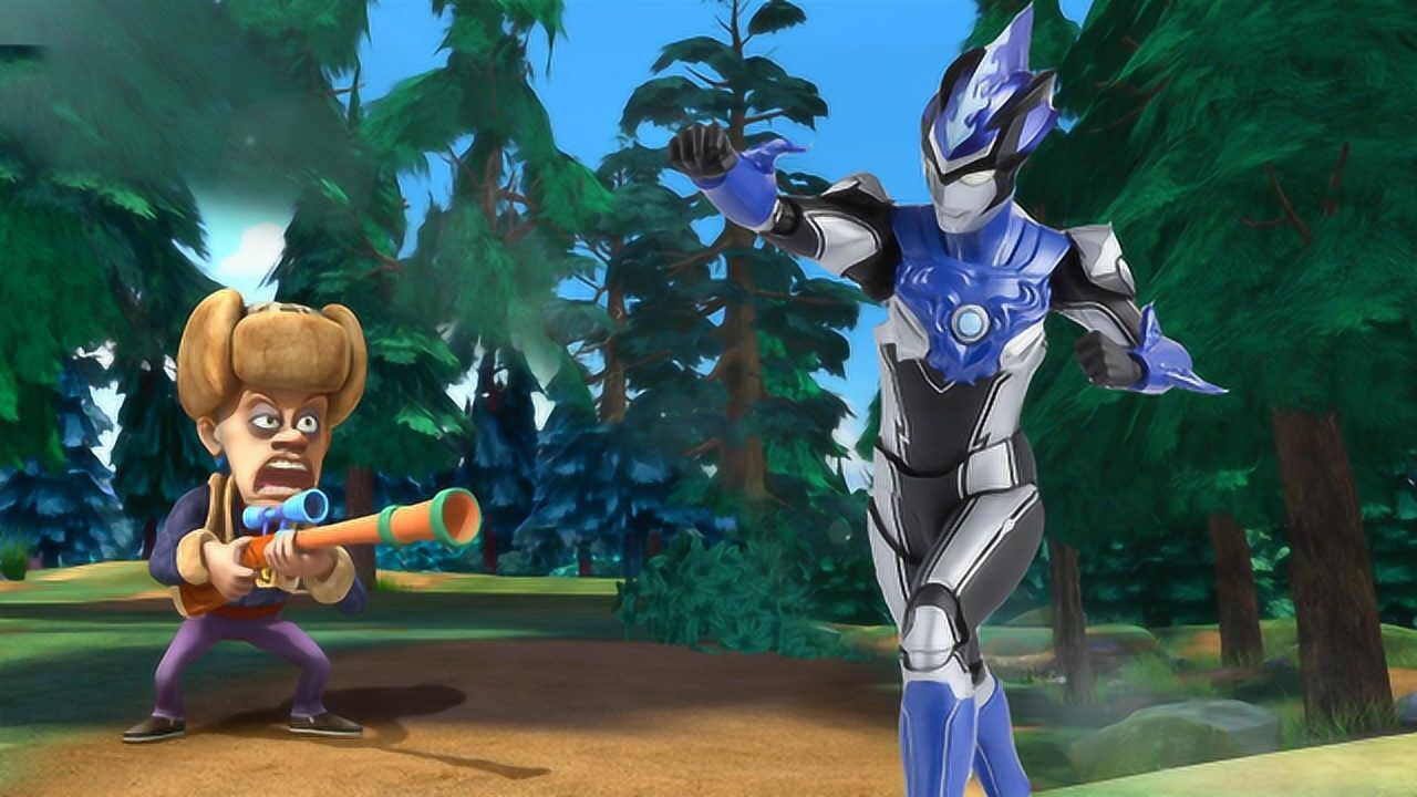 熊出没布鲁奥特曼阻止光头强砍树智斗光头强简笔画