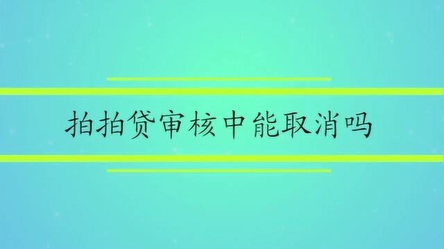 拍拍贷审核中能取消吗