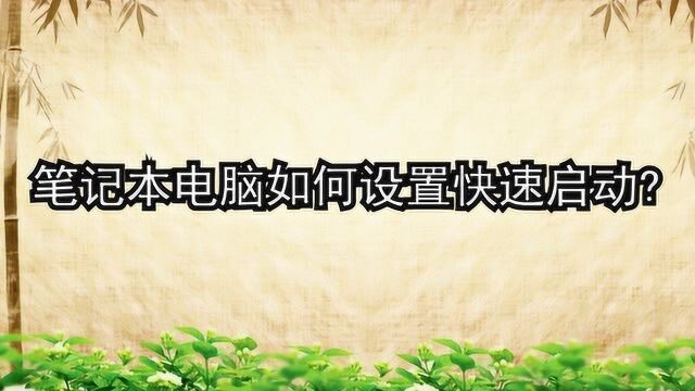 笔记本电脑如何设置快速启动?