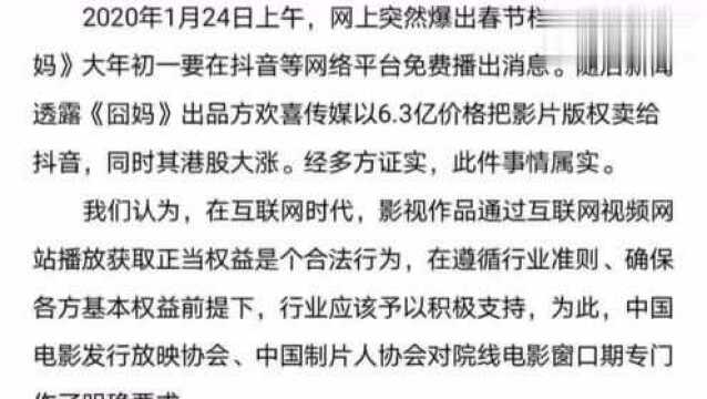 浙江省电影行业谴责《囧妈》网络首播:损害了电影院线