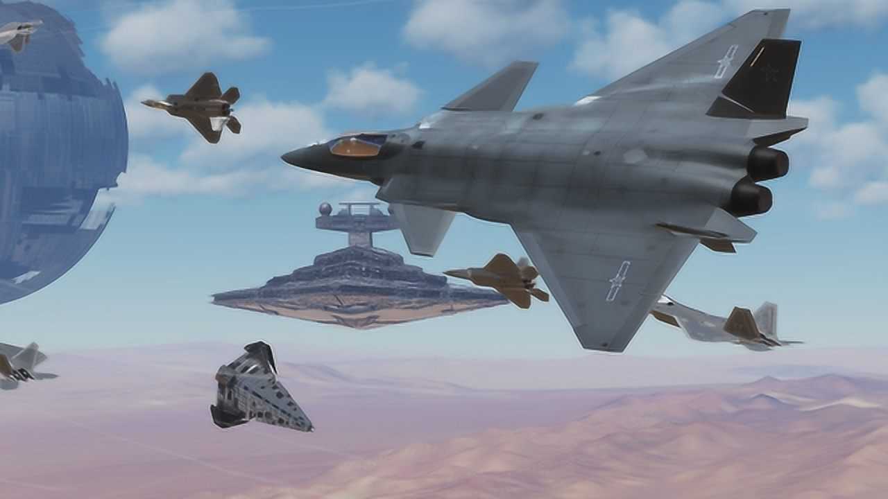 50架歼20联合50架f22进攻外星母舰结局十分惨烈战争模拟