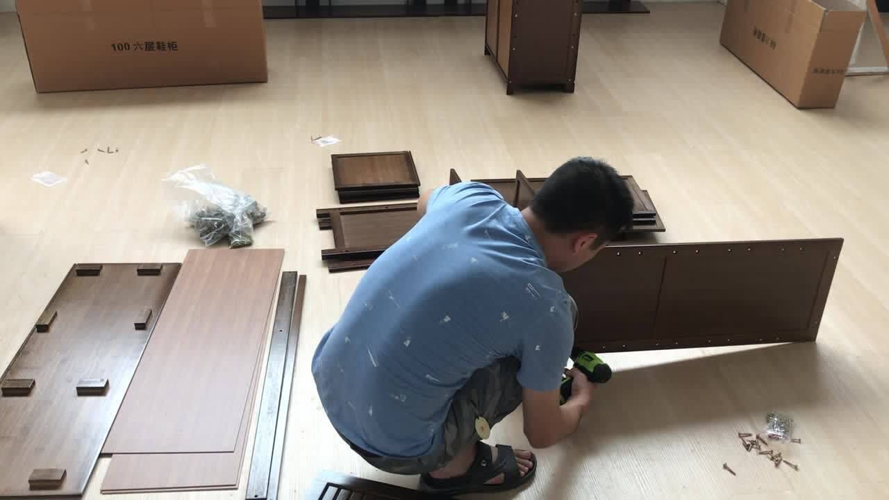 3门鞋柜安装视频