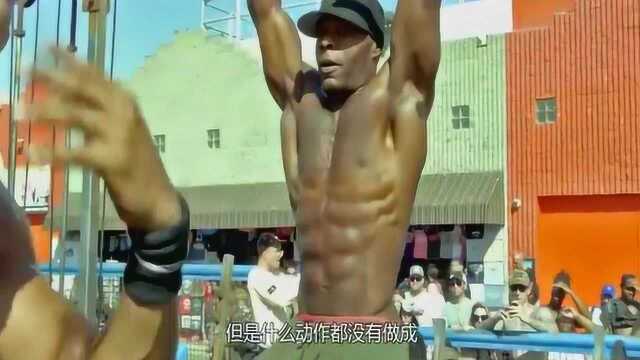 肌肉大汉伪装成大胖子,挑战沙滩肌肉男,太厉害了