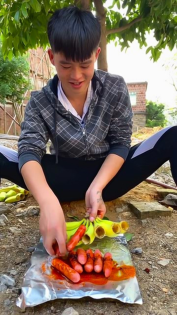 农村大表哥自制热狗肠