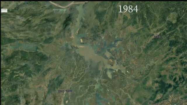 35年来江西鄱阳湖及南昌九江景德镇卫星图 变化