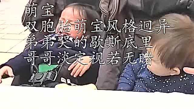 萌宝:双胞胎萌宝风格迥异!弟弟哭的歇斯底里!哥哥淡定视若无睹