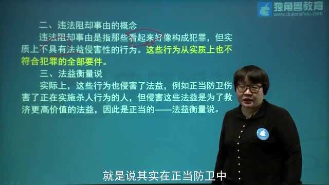 2020法考刑法杨艳霞:违法阻却事由概述