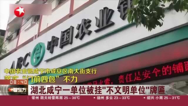 湖北咸宁一单位被挂“不文明单位”牌匾