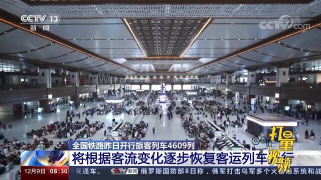 最新消息!国铁集团将根据客流变化逐步恢复客运列车开行