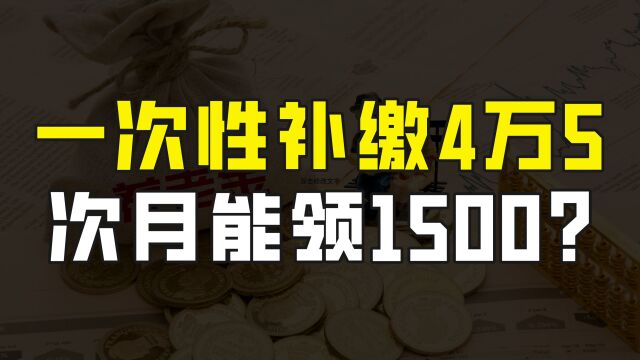 一次性补缴4万5,次月就能领取1500元养老金,这到底是怎么回事?