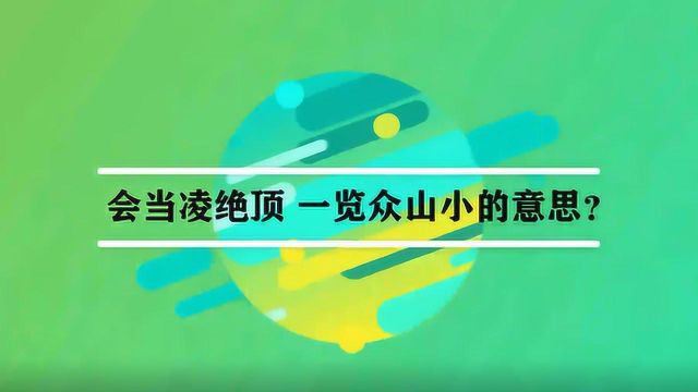 会当凌绝顶 一览众山小的意思?