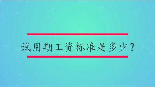 试用期工资标准是多少?