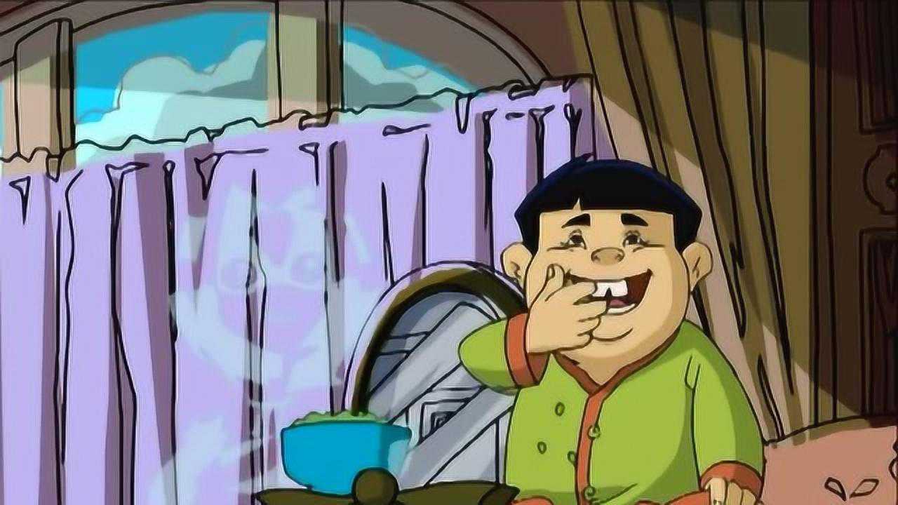 成龙历险记小胖子坐在床上边吃东西边看比赛挺悠哉的