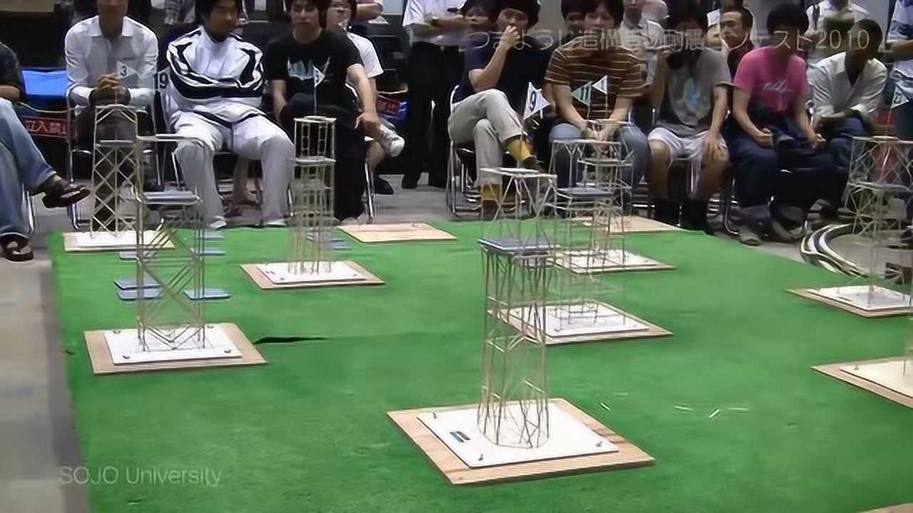 日本学生的建筑模型抗震实验比赛看看最终获胜者的模型是怎样的