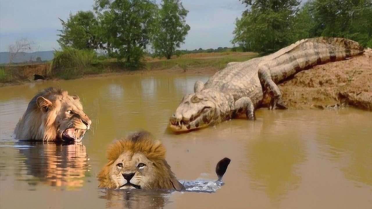 鳄鱼大战狮子,死亡翻滚下绝无活口,镜头记录整个过程!