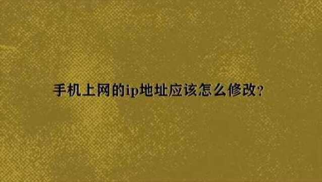 手机上网的ip地址应该怎么修改?