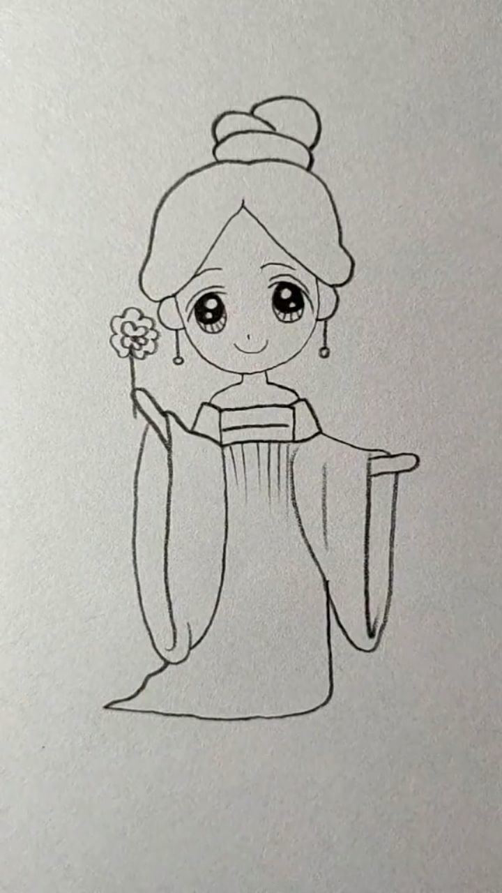 儿童画古代公主简单图片