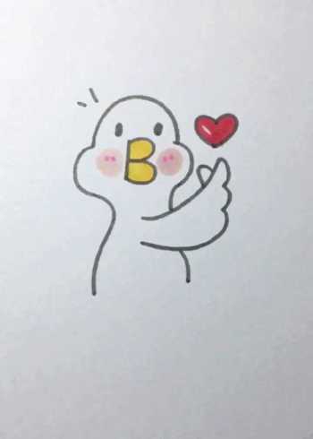 简笔画,比心鸭