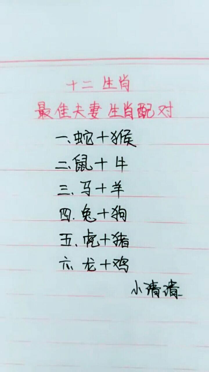 十二生肖最佳夫妻配对