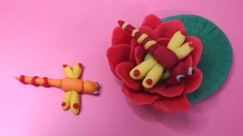 手工diy面塑,用面团捏一个蜻蜓