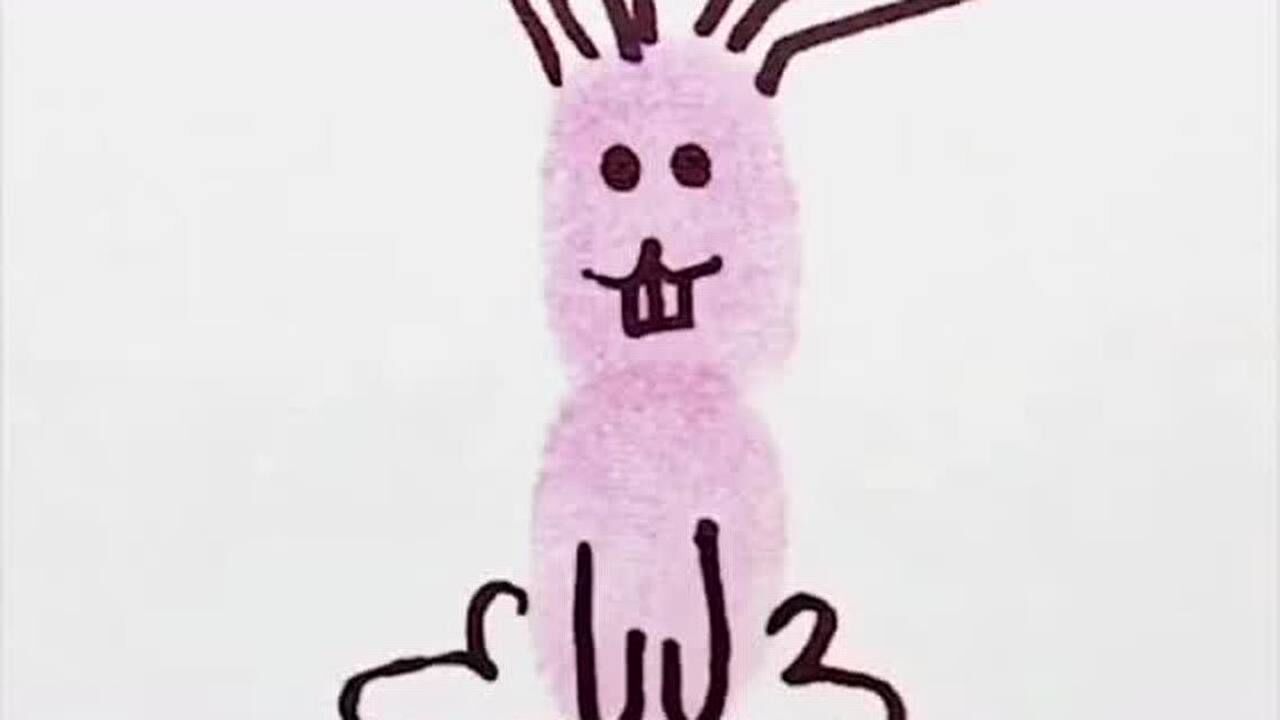 献上一组小动物指纹画可以带着孩子学起来