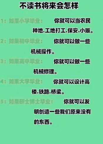 告诉你的孩子,不读书将来会有什么下场!
