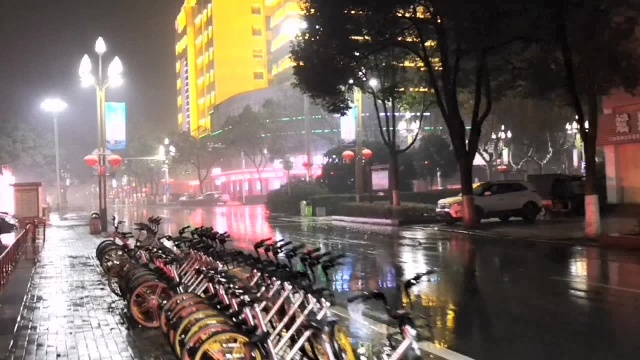 湖北枝江雨夜美景