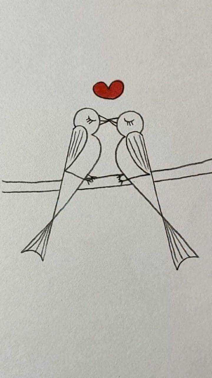 用两个123画热恋中的小鸟