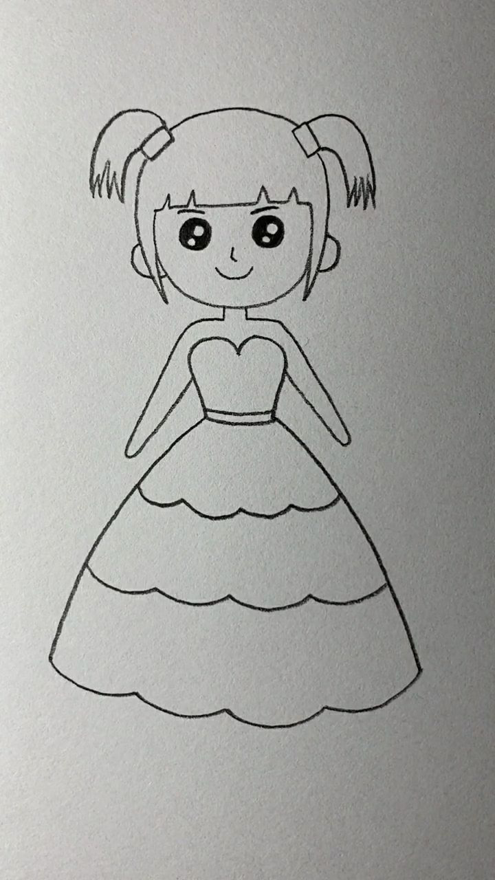 教大家简笔画小姑娘,非常的简单易学