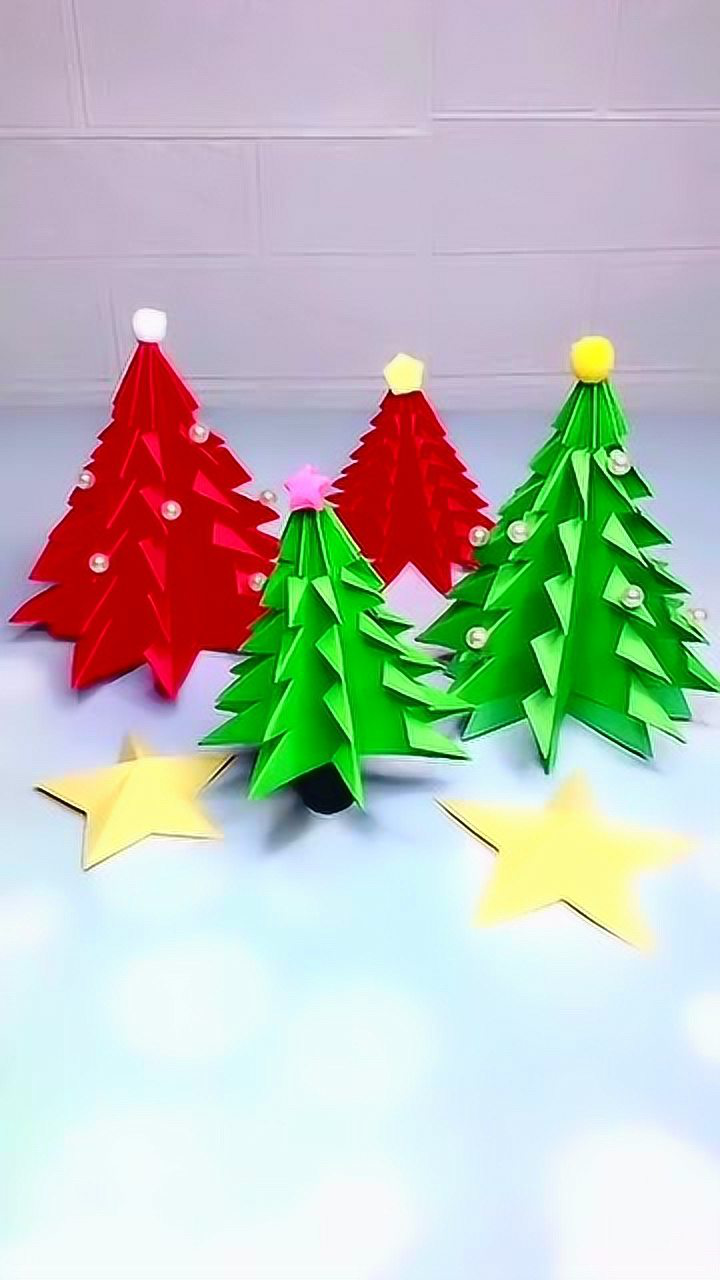 手工折纸教程:立体的小树做法,你们学会了吗