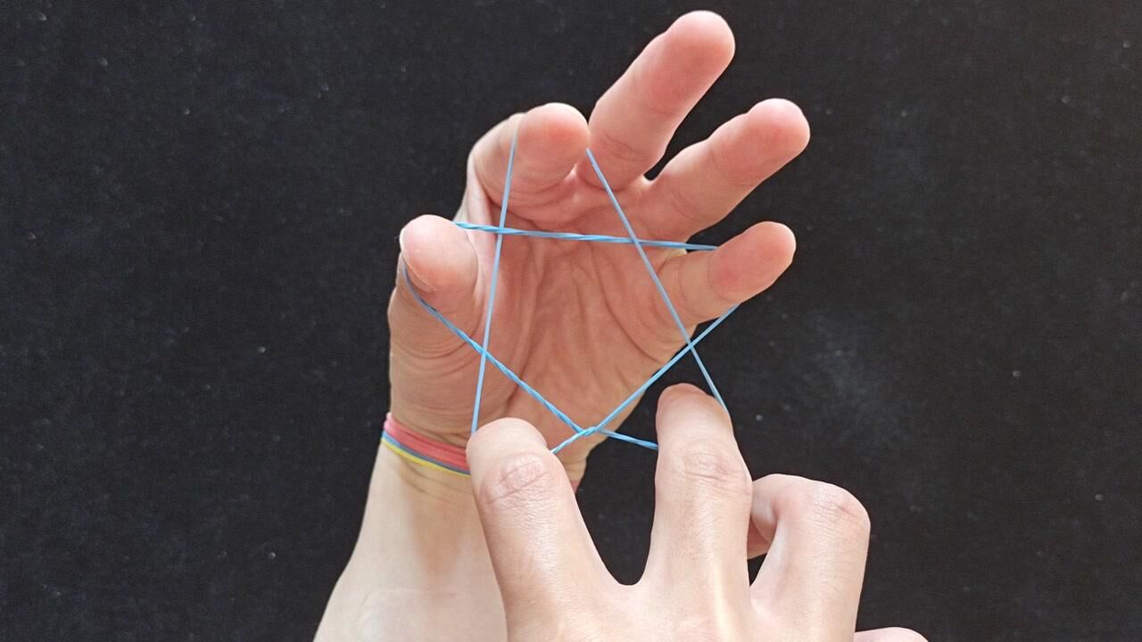 教你用橡皮筋拉出双层五角星