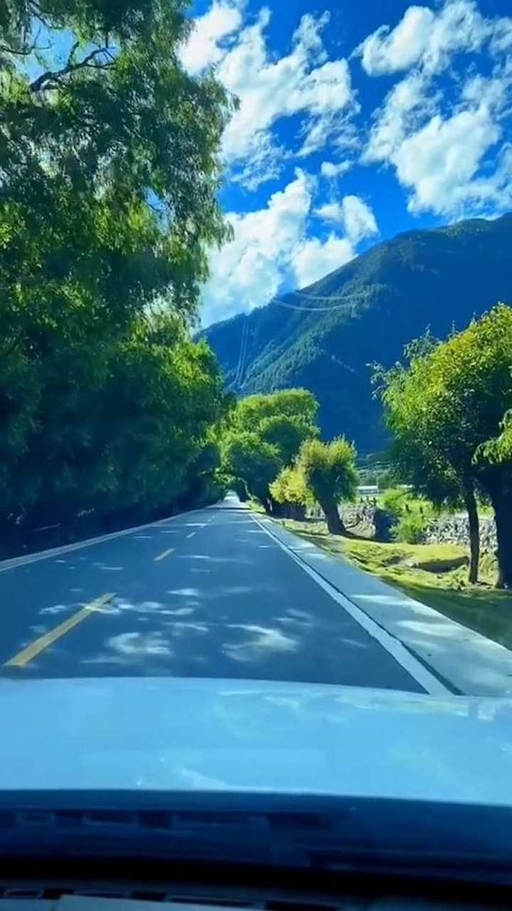 开车在美景的道路上,心情舒畅!