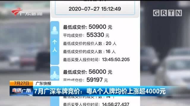 7月广深车牌竞价:粤A个人牌均价上涨超4000元