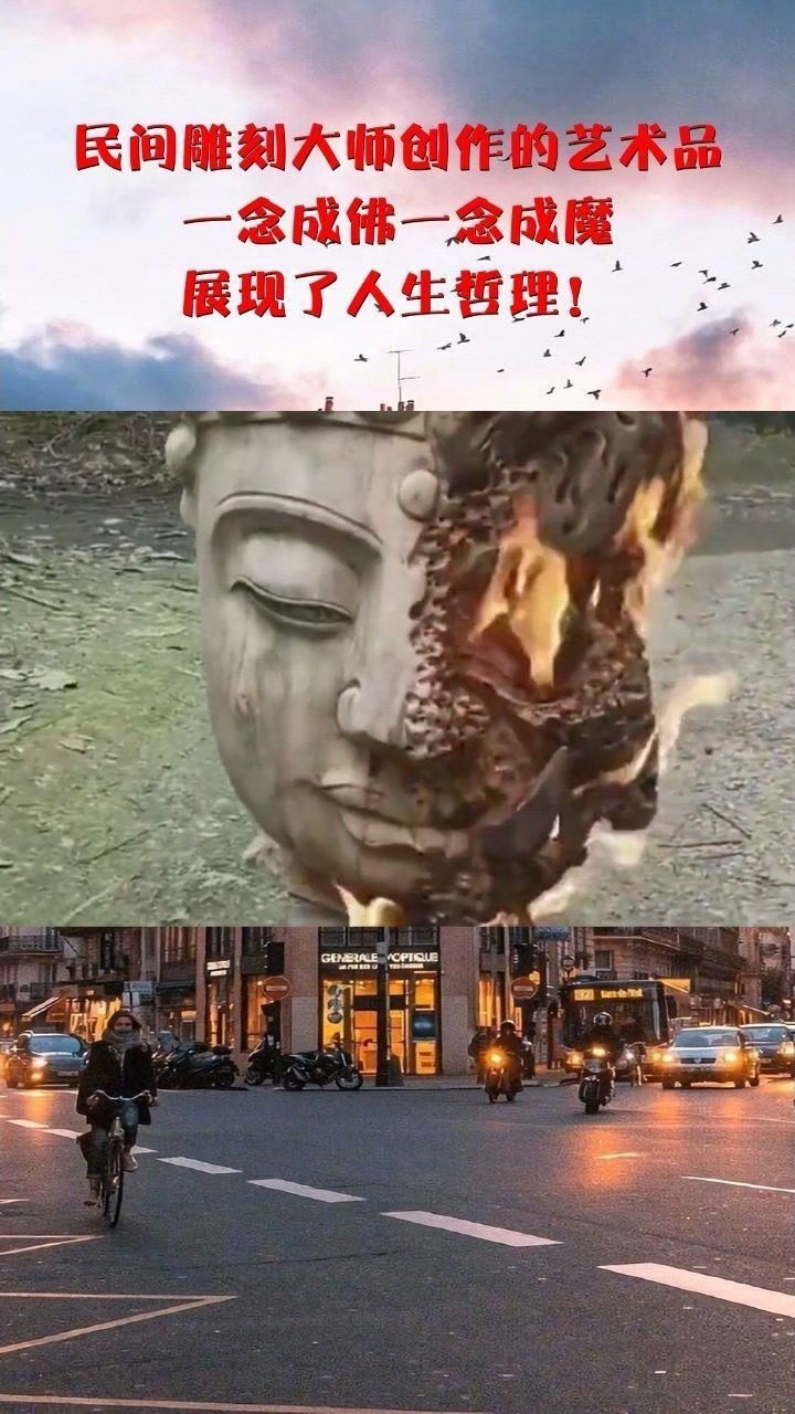 民间雕刻大师创作的艺术品一念成佛一念成魔展现了人生哲理