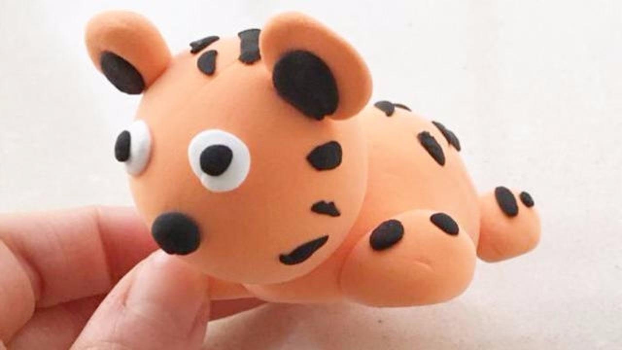 彩泥做的小豹子,有趣的手工玩具,喜欢的收藏