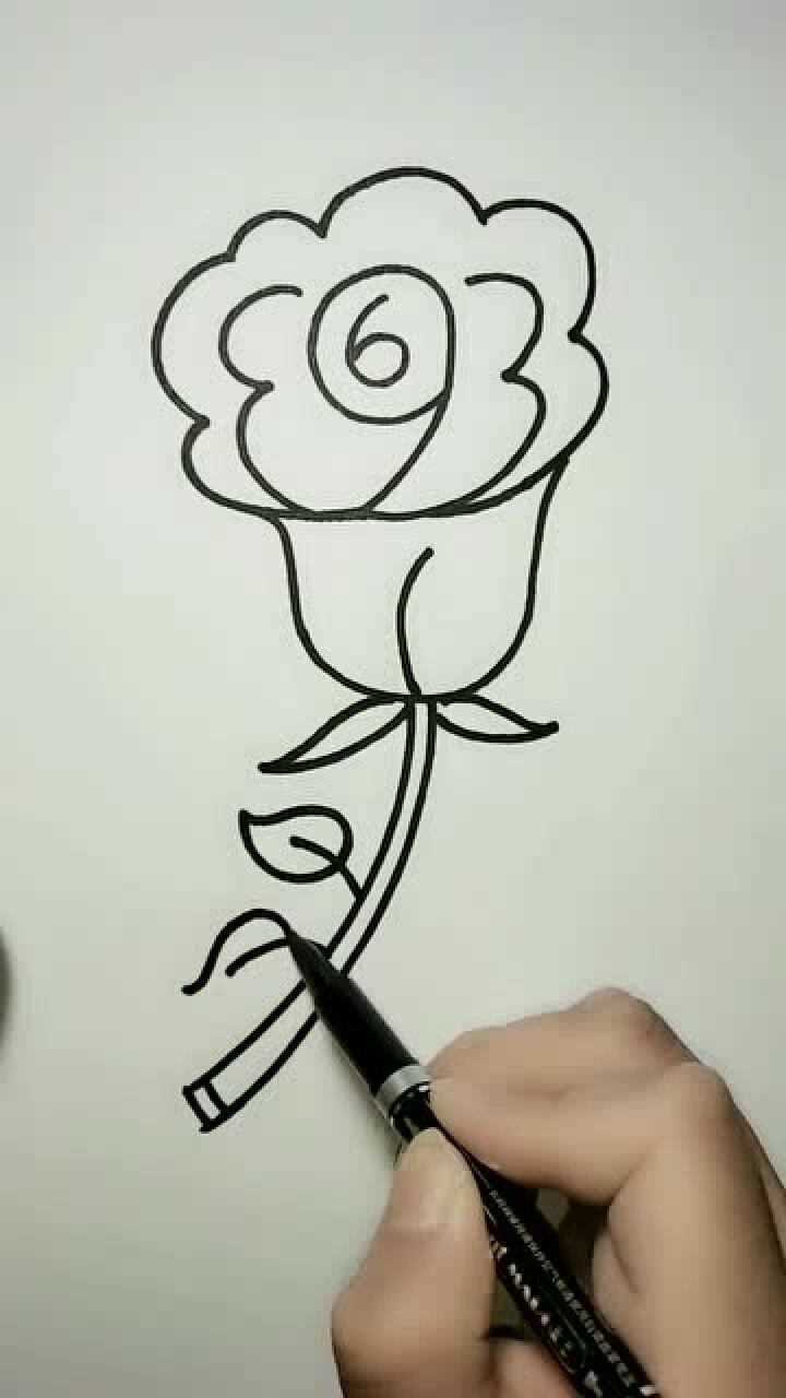 数字6933简笔画玫瑰花让你想破脑袋的方法现在随手可以画哦