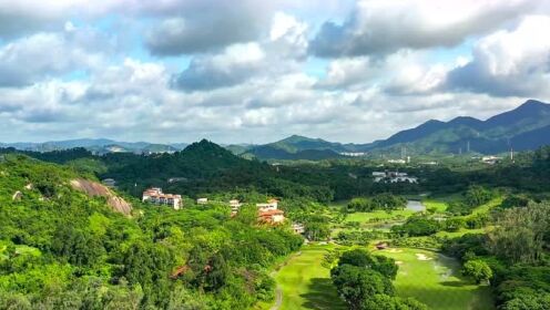 航拍深圳西麗山水風光,麒麟山莊,聚寧山莊,塘朗山,大學城風光