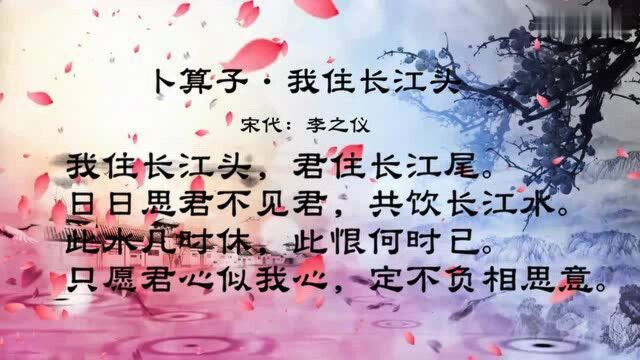 古诗朗诵:宋代:李之仪“只愿君心似我心,定不负相思意”