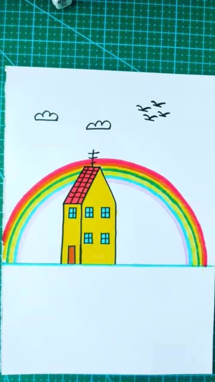 雨后的彩虹简笔画图片