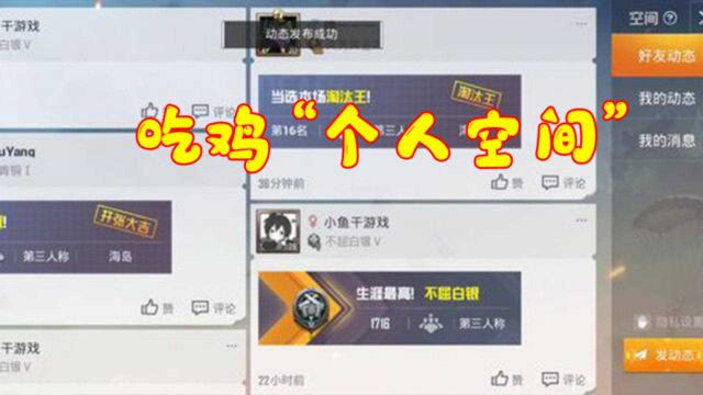 和平精英:吃鸡也有“个人空间”!玩家可发个人动态,交友软件?