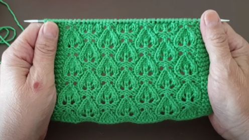 每天学习编织新花样，一款镂空花叶针编织教程，可织女士毛衣帽子