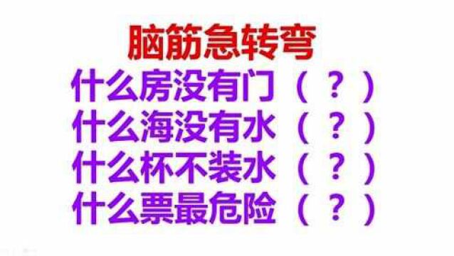 脑筋急转弯:什么房没有门?什么海没有水?什么票最危险