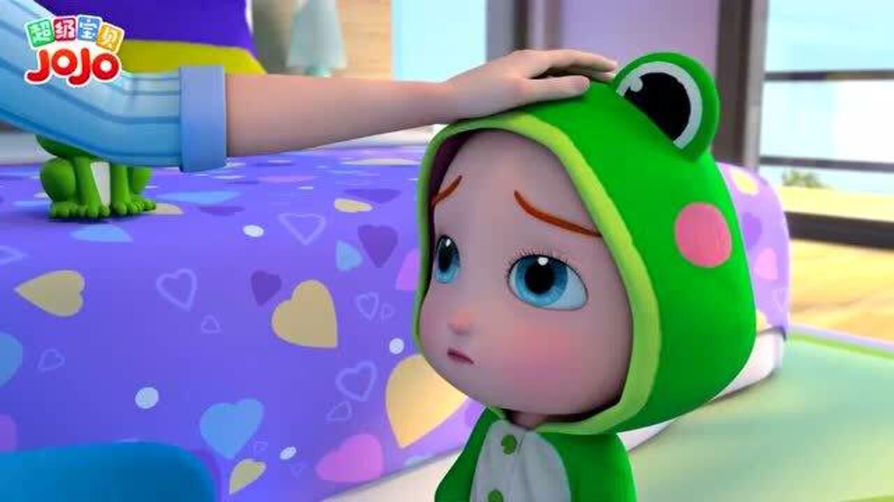 超级宝贝jojo小兔子和小青蛙在地板上蹦蹦跳